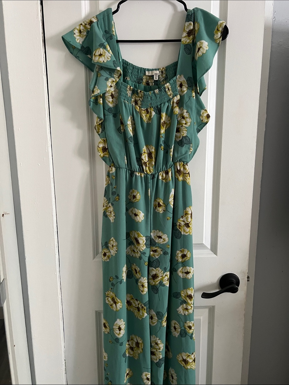 Floral Ruffle Teal Jumpsuit